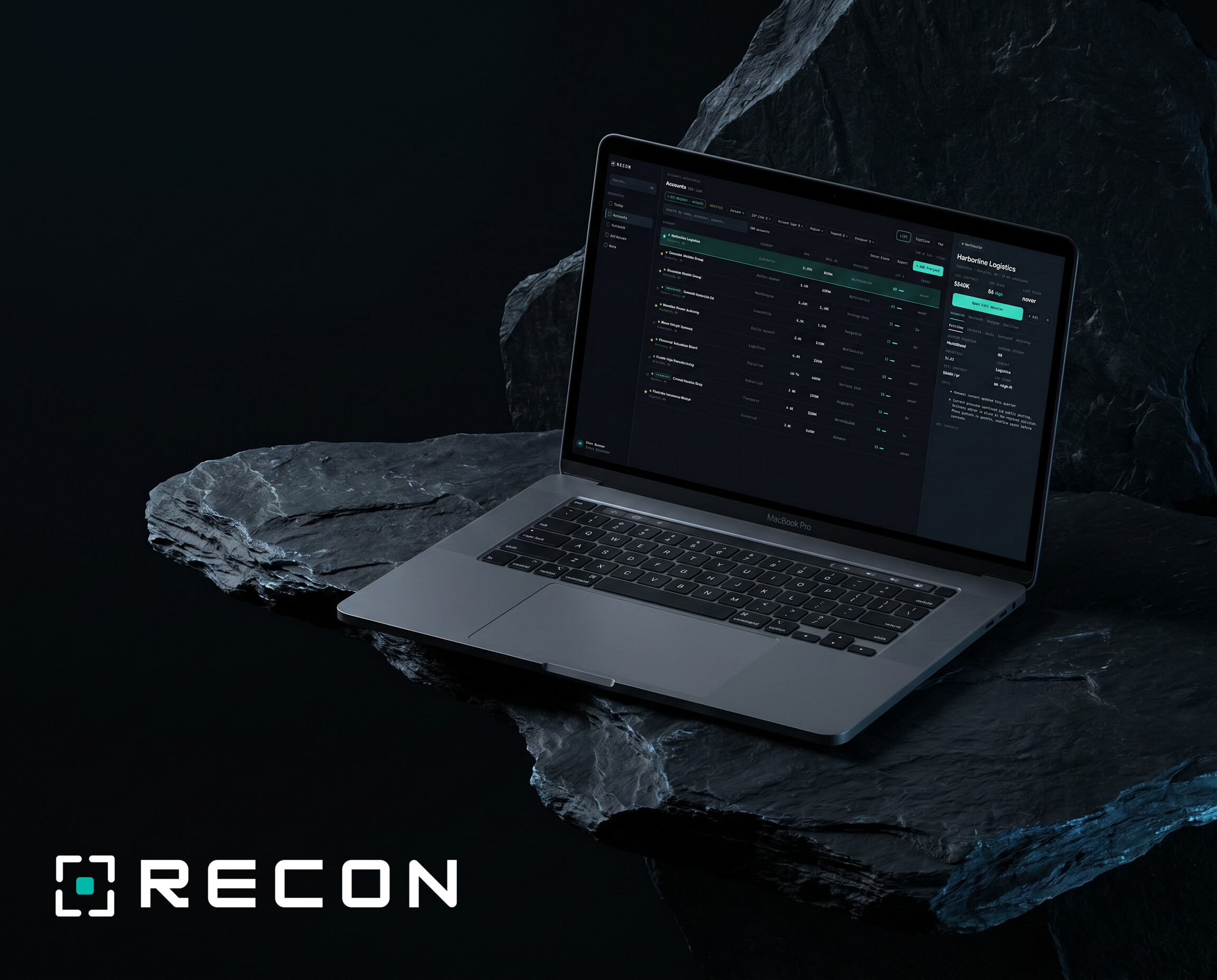 Recon sales intelligence dashboard displayed on a laptop